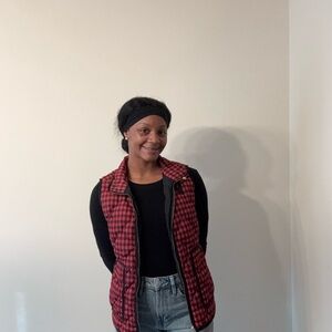 J. Crew Red and Black Plaid Vest